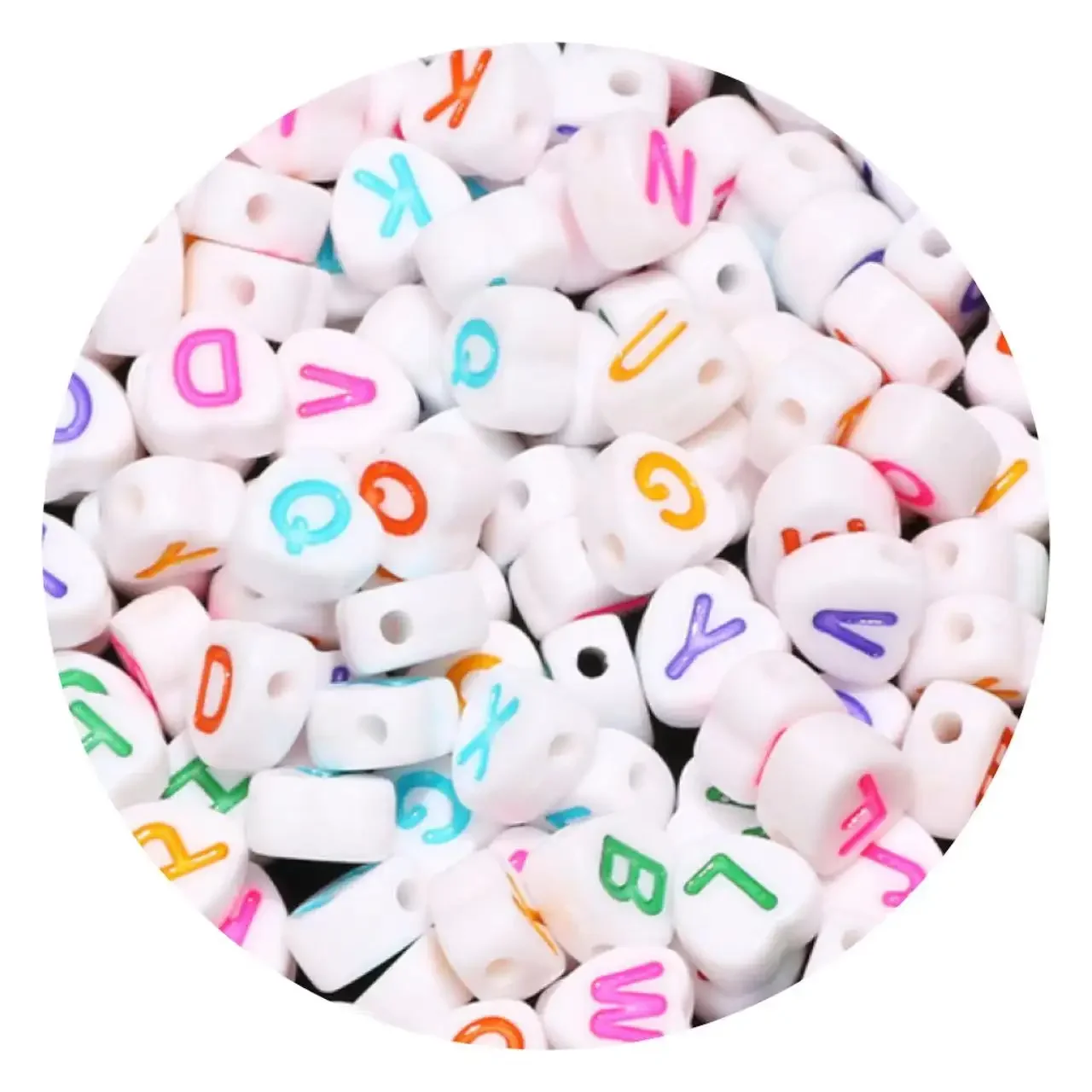 100/200/300/500pcs Mixed Acrylic Letter Beads Flat Round Spacer Alphabet Beads For Jewelry Making Diy Bracelet Necklace 4x7mm