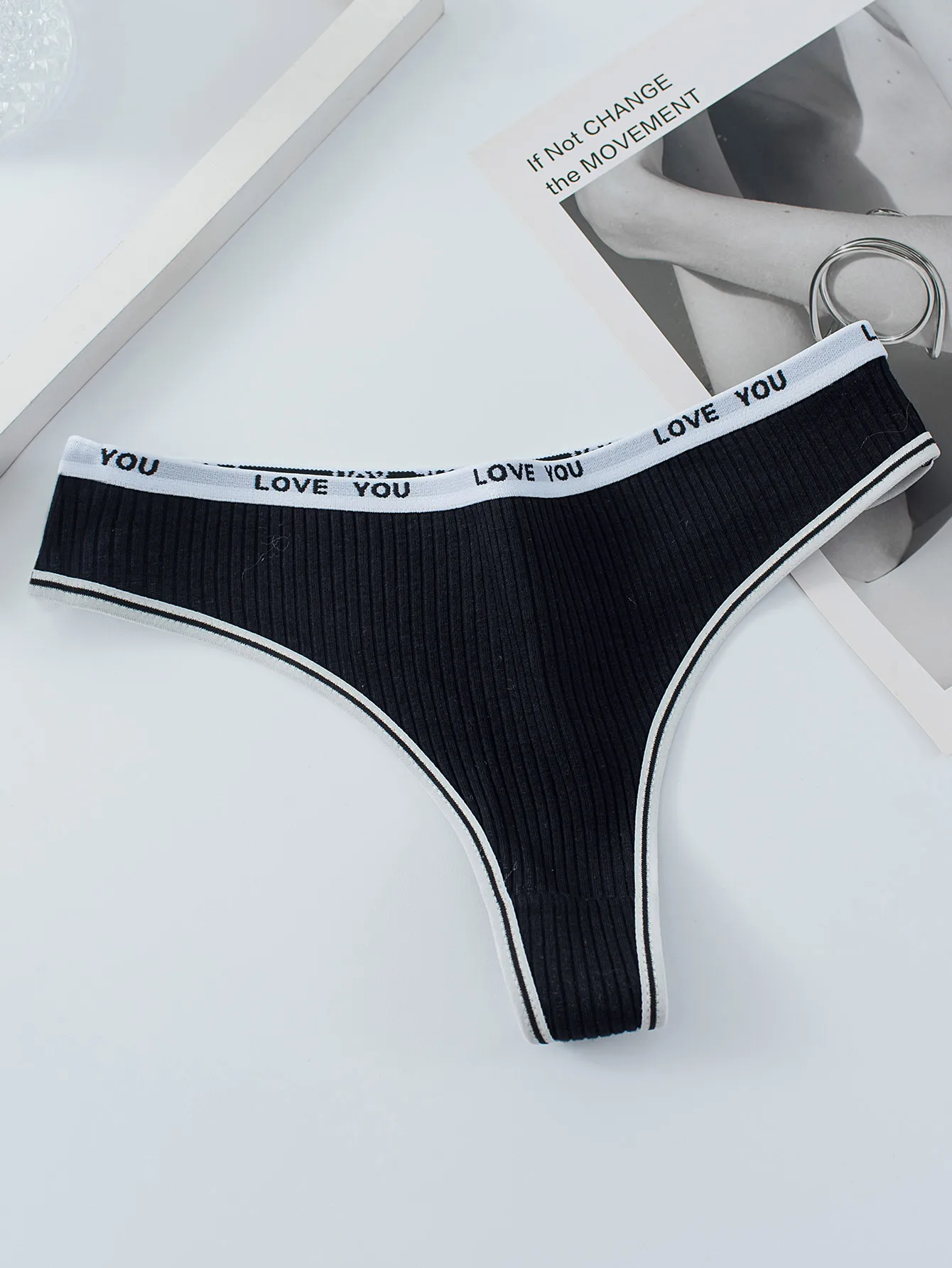 Striped Design Women's Thongs - Breathable Lightweight Comfortable Underwear for Daily Wear, Home Relax & Casual Moments
