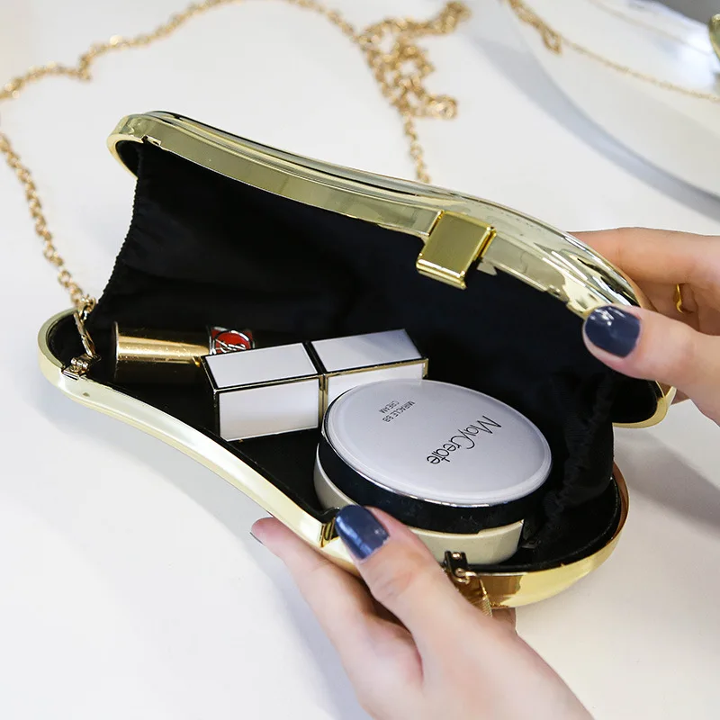 2024 Trend Plating Acrylic Clutch Handbag for Women Luxury Designer Branded Mango Shaped Evening Party Bags Box Shoulder Purses