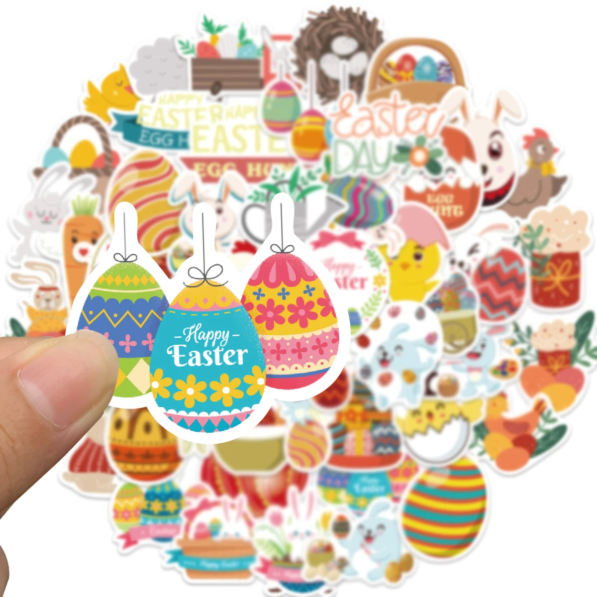 10/25/50pcs Stickers Easter Egg Bunny For Kids Skateboard Guitar Laptop Car  Waterproof  Sticker Pack PVC Aesthetic Waterproof patrick s day irish day bunny footprint floor sticker diy car scrapbooking mobile phone easter bunny sticker decor stationery