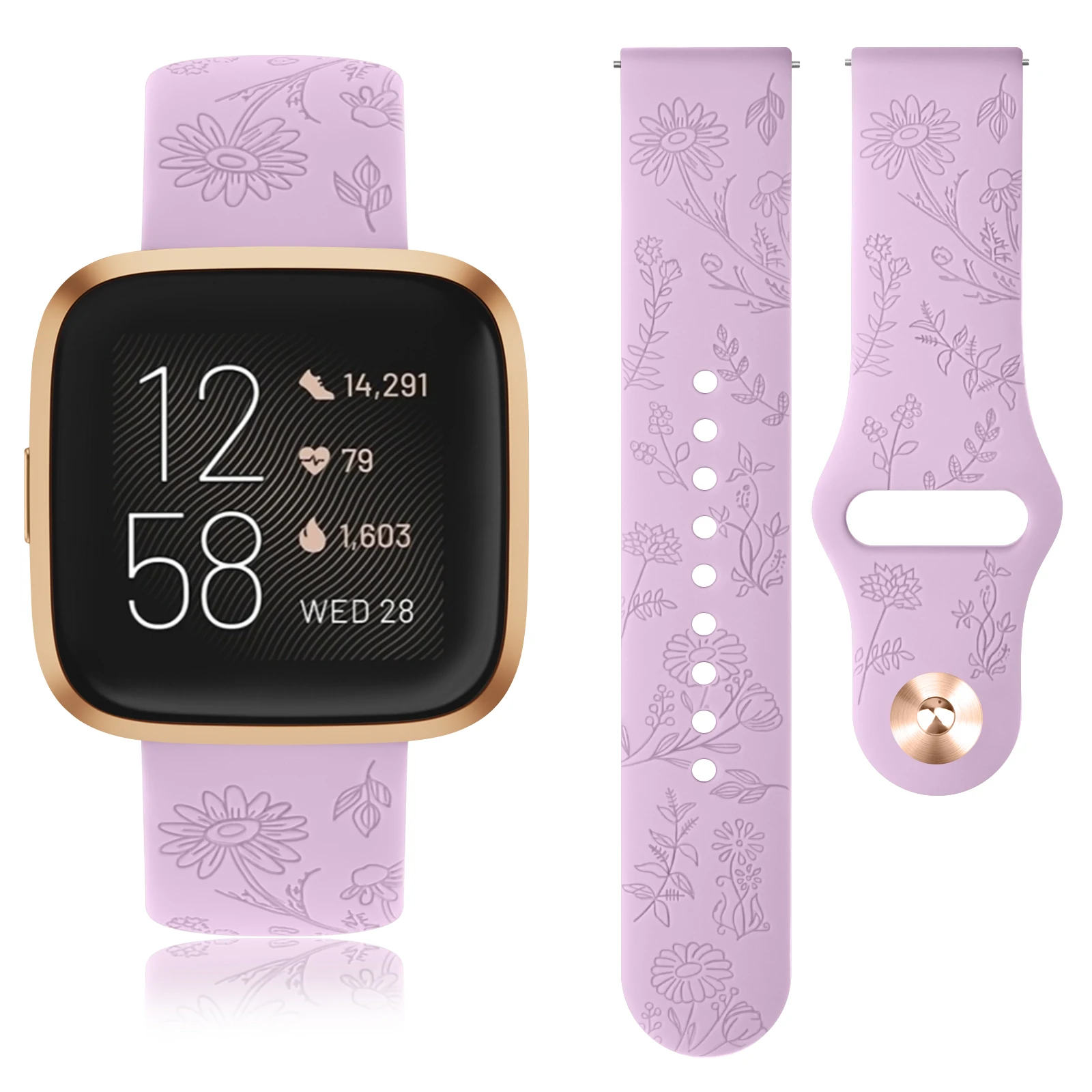 

Silicone Floral Engraved Watchband For Fitbit Versa 2 1 Lite Strap Soft smartwatch Correa Bracelet For Versa 2 1 lite Watchband