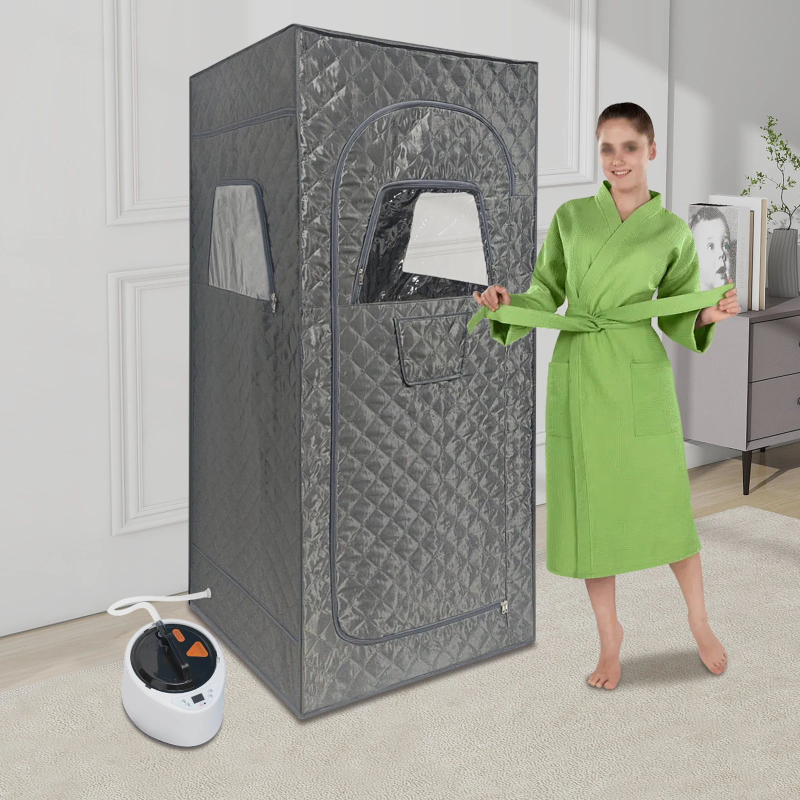 Lightweight Portable Personal Steam Sauna Spa set tent 180*80*80cm+2.6L steam engine+65cm folding chair 5