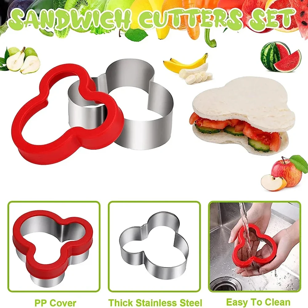Sandwich Cutters for Children Kids Dinosaur Heart Star Mickey Fruit Vegetable Shapes Cutters Bread Toast Food Cookie Molds bread cutter dough cutter pizza cutter