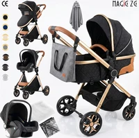 Poussette Compacte 3-en-1 pour Bébé, Système de Voyage avec Pliage Gain de Place à Une Main, Châssis Léger, Tissu Respirant, Capote Surdimensionnée, Rembourrage Doux pour Nouveau-né, Roues à Absorption des Chocs pour Voyages Urbains et Utilisation en Extérieur – Nouveauté 2026 – Articles Bébé Tendance 1