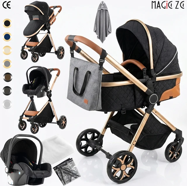 Poussette Compacte 3-en-1 pour Bébé, Système de Voyage avec Pliage Gain de Place à Une Main, Châssis Léger, Tissu Respirant, Capote Surdimensionnée, Rembourrage Doux pour Nouveau-né, Roues à Absorption des Chocs pour Voyages Urbains et Utilisation en Extérieur – Nouveauté 2026 – Articles Bébé Tendance 1