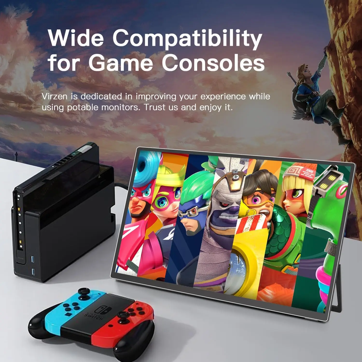 UPERFECT 휴대용 모니터 21.5 인치 1080P 100Hz HDR 12% sRGB FreeSync HDMI USB-C 노트북 맥북 PC Xbox 대형 외부 디스플레이를 위한 스피커 및 스피커 VESA 