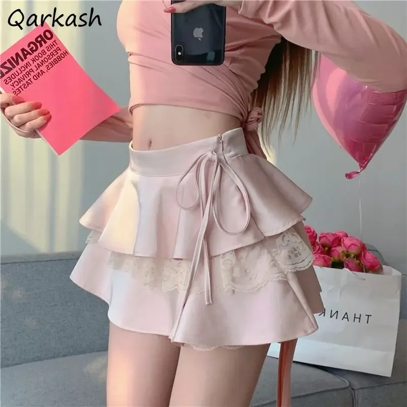 

Kawaii Mini Skirts Women Hotsweet Clothes Lace High Waisted Girlish Summer Princess Ball Gown Lolita Style Japanese Fashion Chic