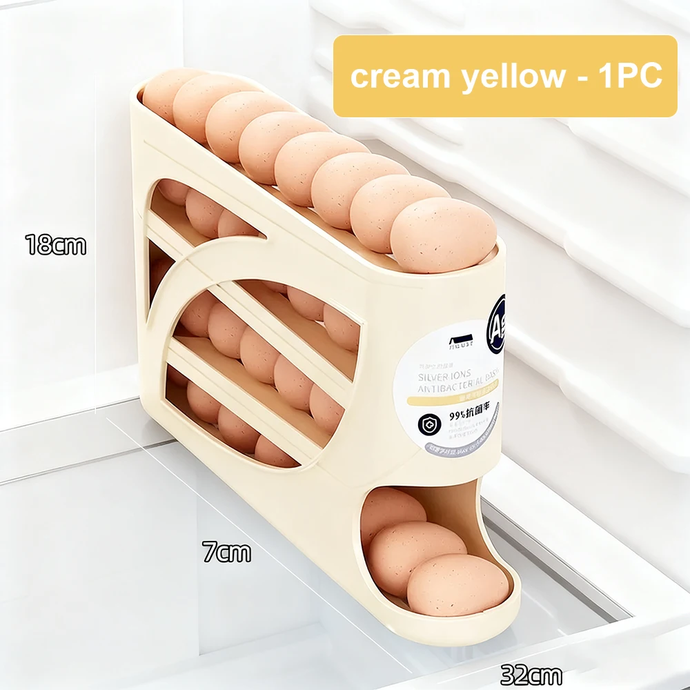 Rolling Egg Holder Refrigerator Egg Storage Rack Auto Dispensing Organizer 30