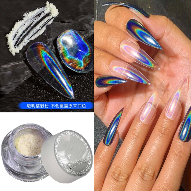 1 Box Iridescent Nail Powder Silver Black Colorful Glitter Holographic Gel  Polish Nail Art Decoration For Manicure Pigment Dust - AliExpress
