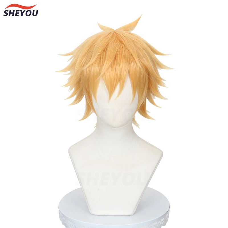 Anime Chainsaw Man Denji Cosplay Halloween Wig Short Gold Costume Party  Heat Resistant Synthetic Hair Wig + Wig Cap - AliExpress