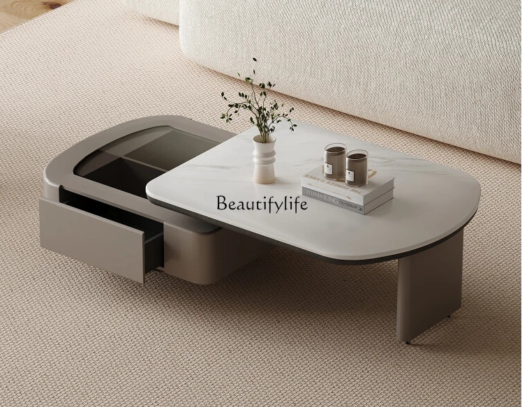

Silent Style Microlite Rotating Coffee Table Living Room Home Italian Minimalist Special-Shaped High Sense