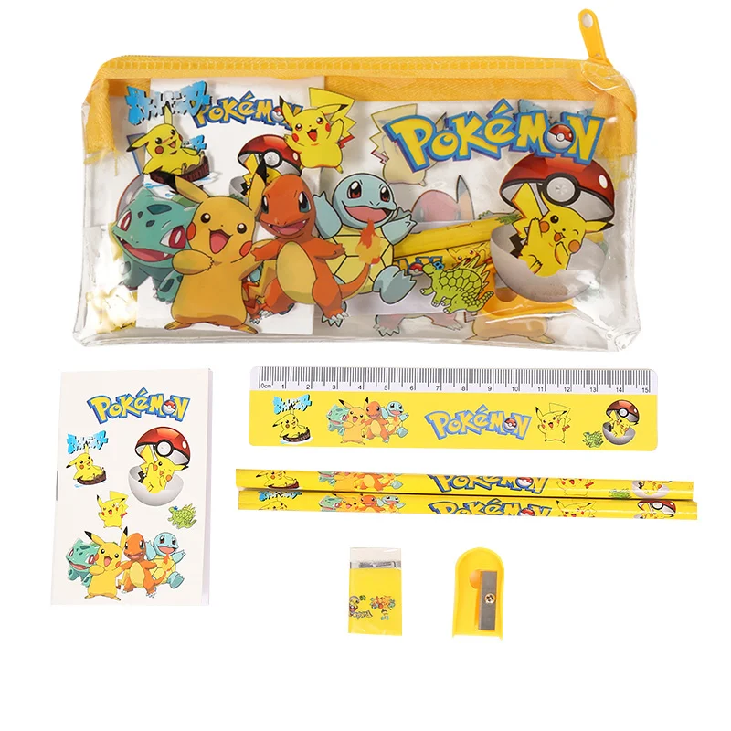 Anime Pokemon Set Di Cancelleria Borse Per Bambini Simpatico Cartone Animato Pikachu Sticker Pencil Box Set Di Cancelleria Figura Giocattoli Regali Di