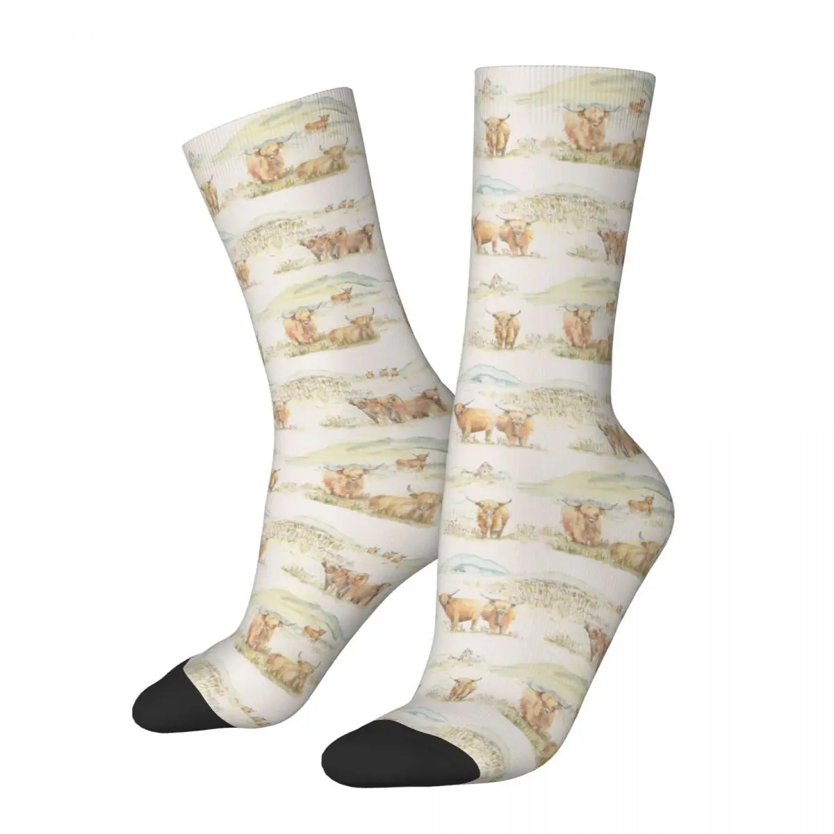 

Winter Warm Harajuku Women Men Cute Highland Cow Socks Cartoon Non-slip Basketball Socks