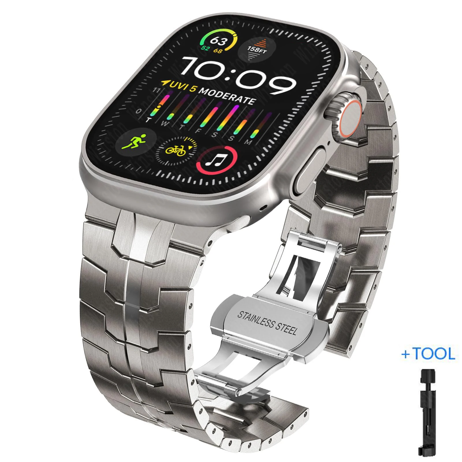 Luxury Titanium Stainless Steel Watch Strap - Premium Metal Bracelet