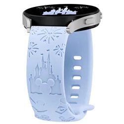 Elegant 20mm Castle Floral Engraved Silicone Sport Strap for 20mm (Light  Blue)