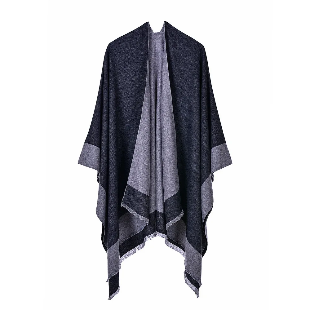 

Autumn Winter European American Street Women Scarf Versatile Warm Tassel Air conditioning room Shawl Lady Cloak Ponchos Capes 3