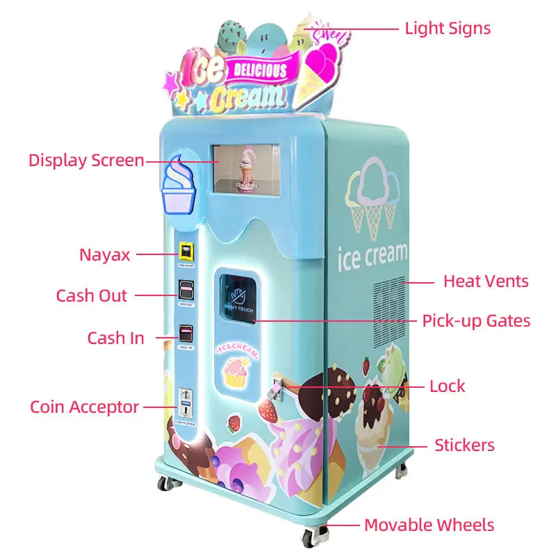 28L/H  Business Fully Automatic Soft Ice Cream Vending Machine Making Ice Cream Machine For Shopping Mall  27 Inch Touch Screen 5