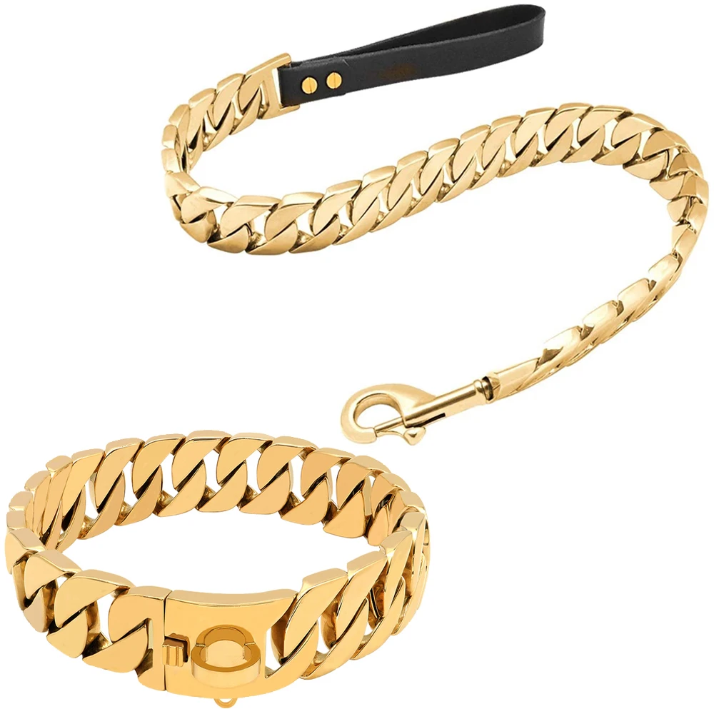 Durable Stainless Steel Dog Gold Silver Chain Lead - PeticaDeals