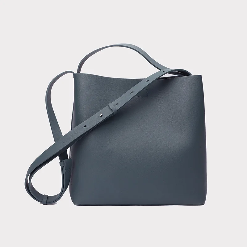 

2023 European Style Nappa Cowhide Leather Women's Shoulder Bucket Bag High Quality Ladies Handbags Casual Tote Crossbody Bags