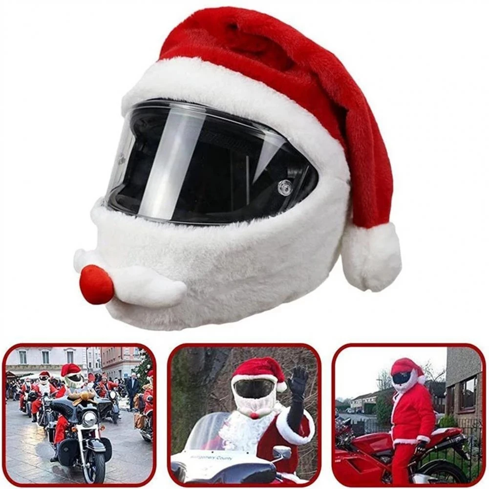 Motorcycle helmet christmas hat Plush Handmade Cute Helmet Cover Christmas Style Festive Touch Helmet hood Sleeve