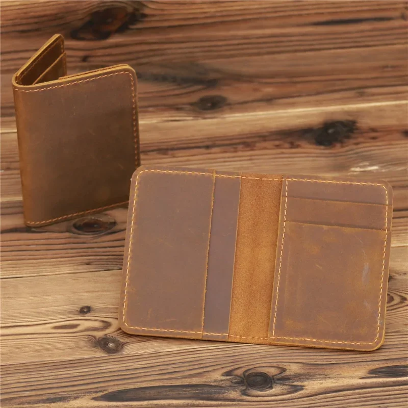 

New Arrival Vintage Men's Genuine Leather Credit Card Holder Small Wallet Money Bag ID Card Case Mini Purse For Male