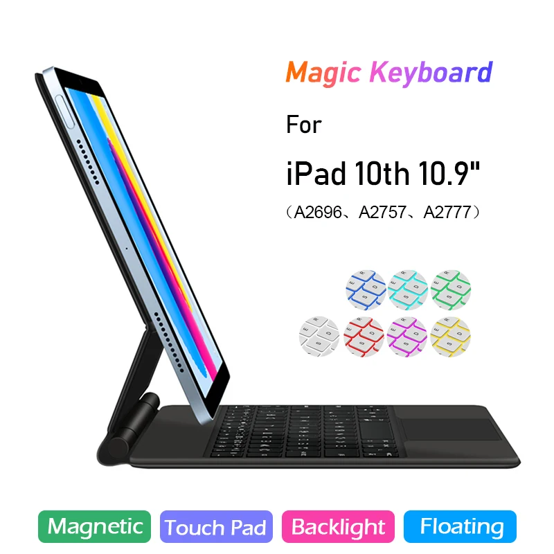 Custodia Per Ipad Per Ipad 10 10Th Generation 2022 10.9 Pollici Trackpad Tastiera Retroilluminata Supporto Magnetico Galleggiante Cover Folio Magic Te