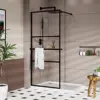 Shower Door Tempered Glass Shower Screen with Tool Bar Towel Rack for Walk in Bathroom 3 Grid Style durable tempered glass 1