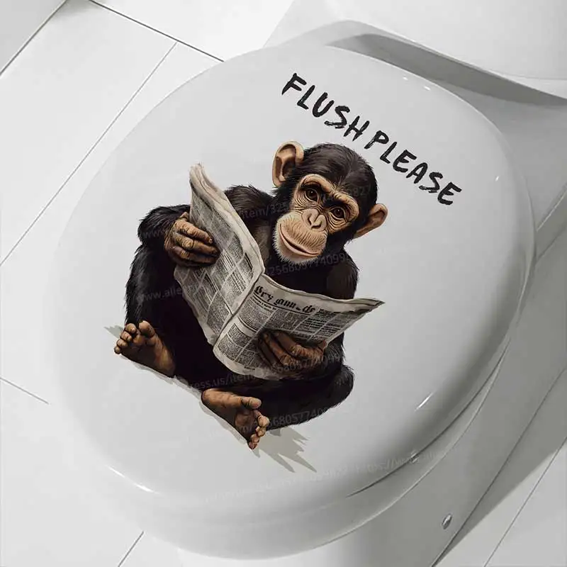 Cartoon Monkey Toilet Sticker Toilet Cover Sticker Wall Stickers Animal Wc Fun For Home BathRoom Decoration S529