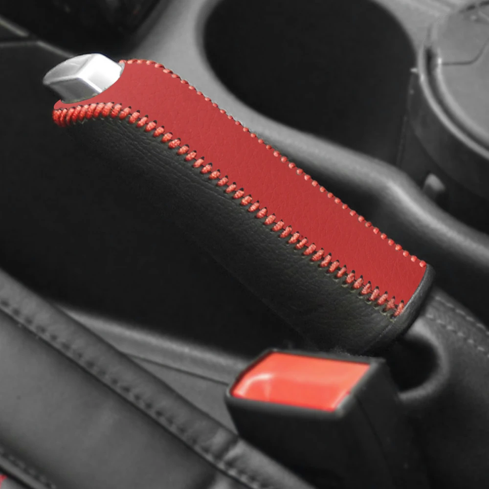 Genuine Leather Car Gear Handbrake Cover hand brake cover for Ford Focus 2 3 4 MK2 MK3 MK4 Fiesta Ecosport Mondeo Fusion Kuga Escape Accessories