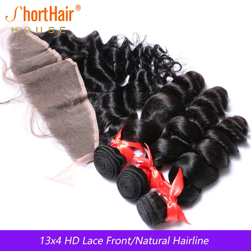 3 Bundles With 5x5 Lace Closure 13x4 13x6 HD Lace Frontal Brazilian Loose Deep Wave Remy Human Hair Extensions Swiss