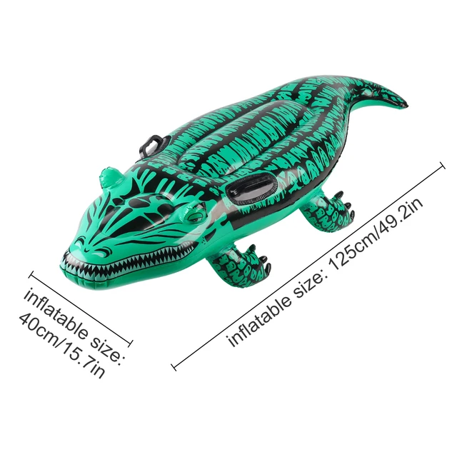 1PC Adventure-Ready Crocodile Inflatable Ride-on with Handles, Summer Thickened Pool Float for Kids & Adults, 4