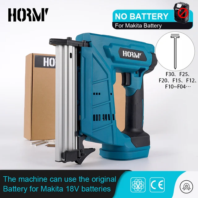 Hormy Electric Nail Gun Nailer Stapler Framing Nailer Tacker Furniture Staple Gun Woodworking Power Tool For Makita 20V Battery