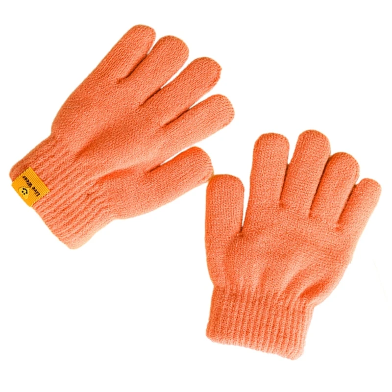 Kids Double-Layered Gloves Cozy Hand Protections Warm Gloves for Cold Season Full Fingered Autumn/Winter Handwear 1 Pair 69HE