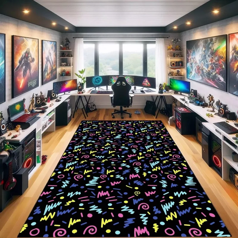 Arcade Star Carpet Bowling Hall Carpet Arcade Bar Retro Non-slip Suitable for Bedroom Kitchen