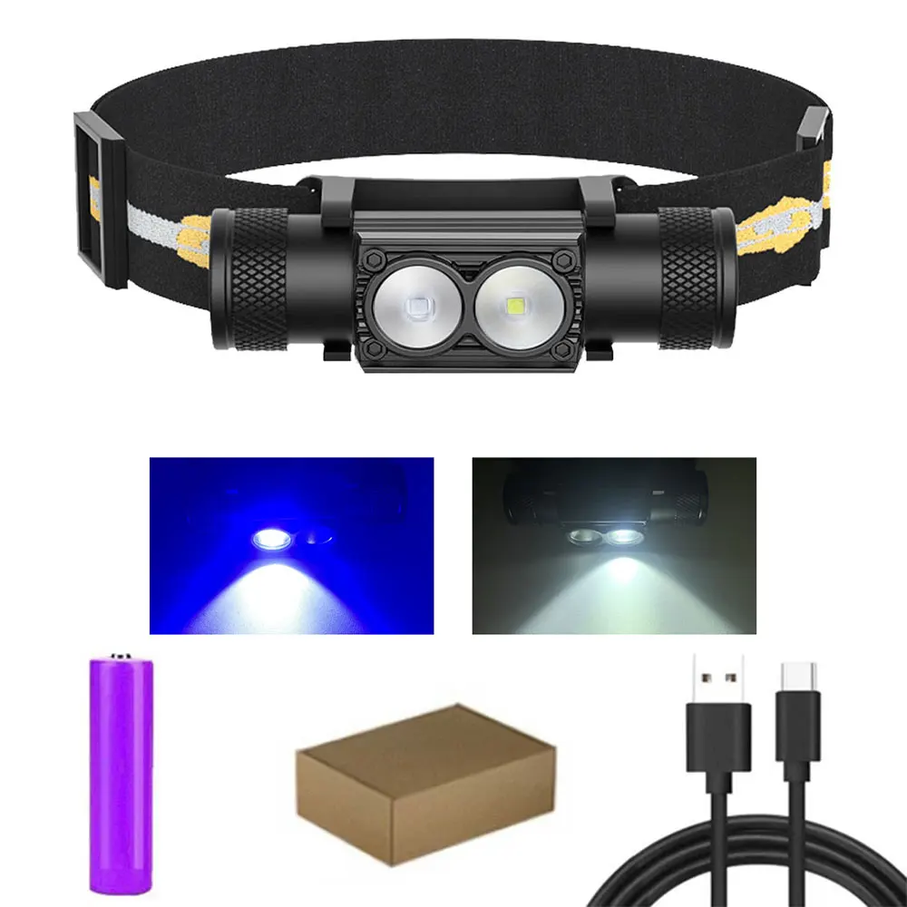 ตัวเลือกสินค้า ไฟฉาย LED สีขาวฟ้า 18650 ชาร์จได้ ไฟหน้าสูง ใช้ล่าสัตว์ได้