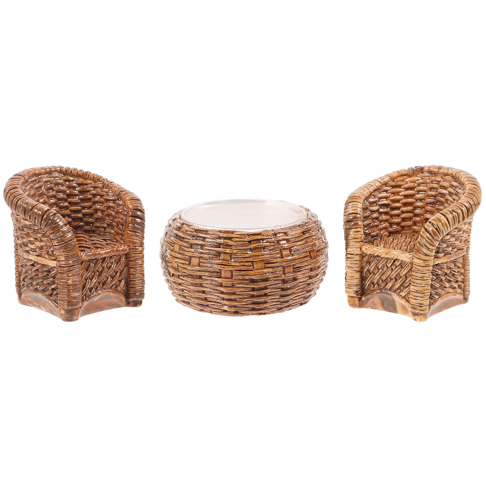 

of Dollhouse Furniture Woven Table Chair Model Set Dolls House Furniture Set Miniature Dollhouse Accessories