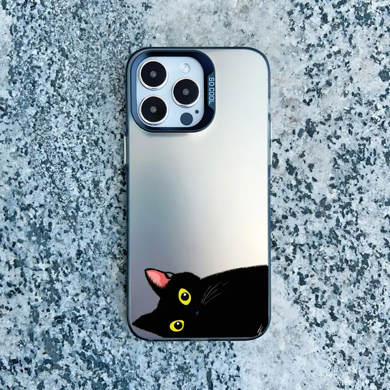 Black Cat Personality Shockproof Laser Back Phone Case