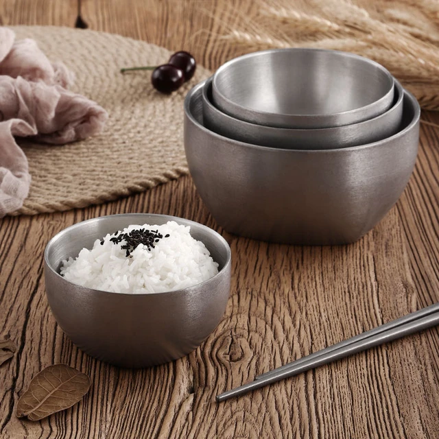 1pc 304 Stainless Steel Portable Insulated Soup Bowl