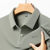 Polo à manches courtes pour hommes, marque haut de gamme, mode d'été, lettre D, décontracté, Business, soie glacée, T-shirt Cool, 2025 2