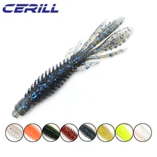 

Cerill 20 PCS 65 mm 75 mm Fishy Smell Shrimp with Salt Jigging Wobblers Grub Bait Silicone Soft Fishing Lure Bass Double Tailed