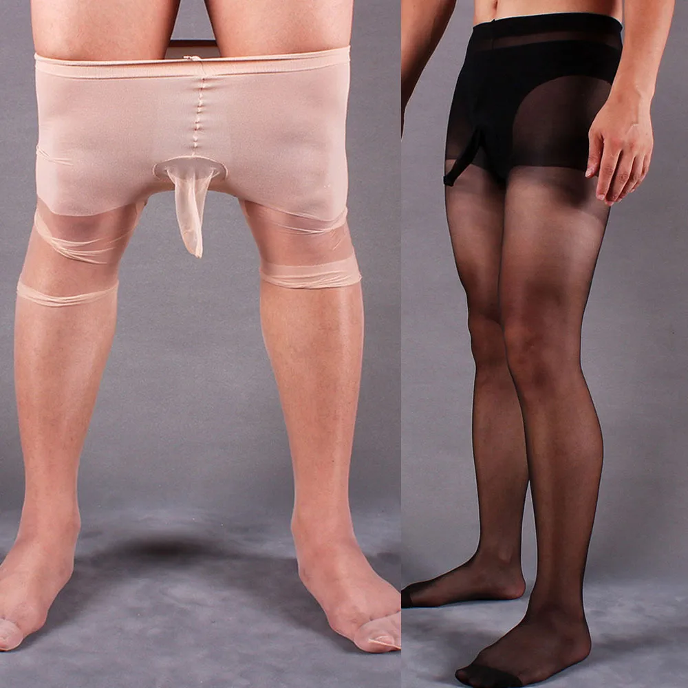 Mens Sexy See Through Pantyhose Super Elastic Glossy Stockings Ultra Thin Sheer Tights Convex Pouch Underwear Socks Hombre men stockings,mens pantyhose