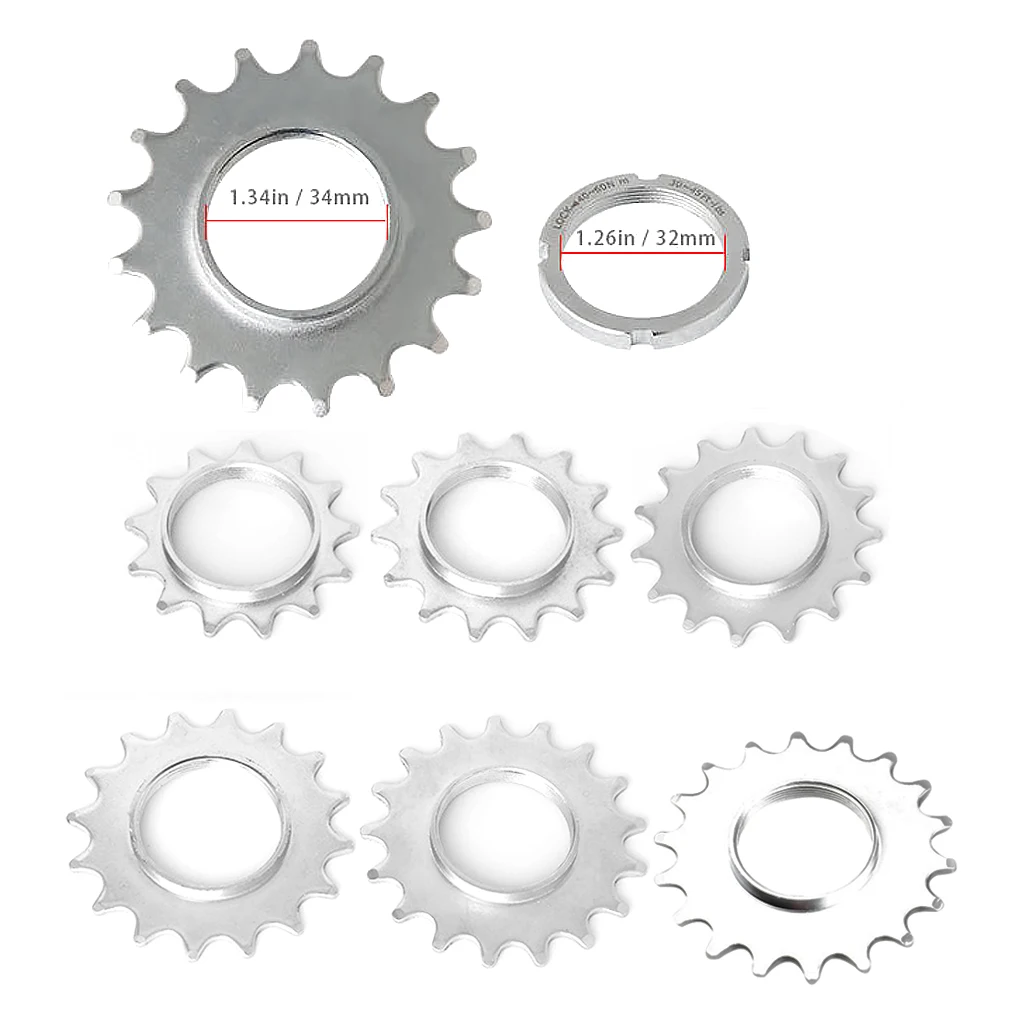 Single Speed Fixed Gear Mountain Bike Wheel Cog Bicycle Sprocket Lock Rings Kit Flywheel Accessory Spare Parts 16T