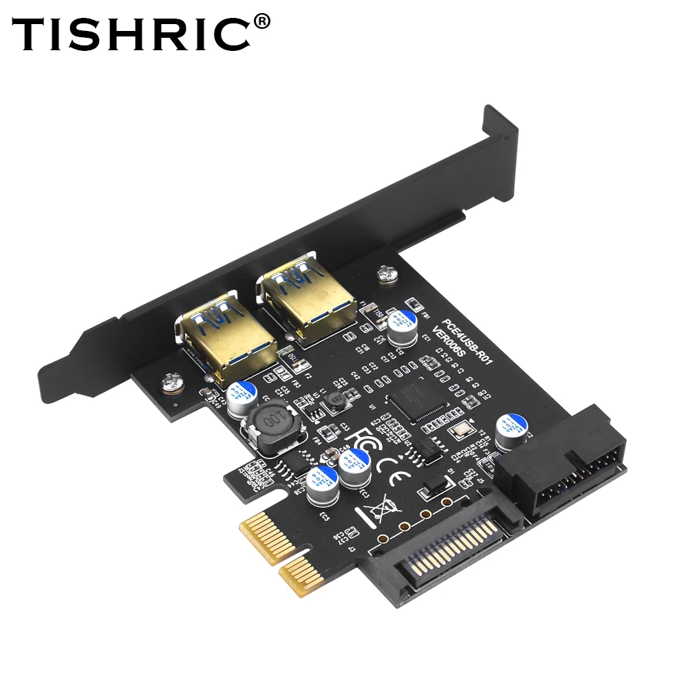 

Плата-адаптер TISHRIC PCI-E на USB 3,2 Gen 1, 5 Гбит/с, USB, PCI-карта, PCI Express, карта расширения Mastercontrol D720201