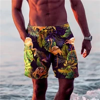 Flamingo 3D Print Board Shorts Mens Pants Holiday Hawaiian Beach Shorts Vintage Leaf Graphic Swim Trunks Sports Short Pants 2