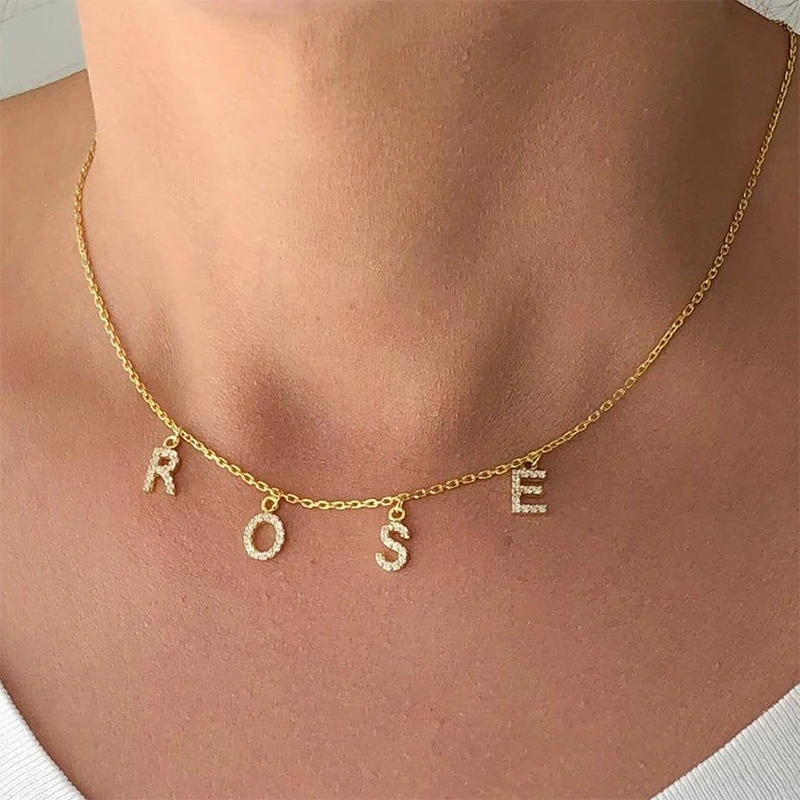 

Custom Personalized diy Name Necklace for Women Initial Letter Pendant charms Necklace Stainless Steel chain Wholesale Jewelry
