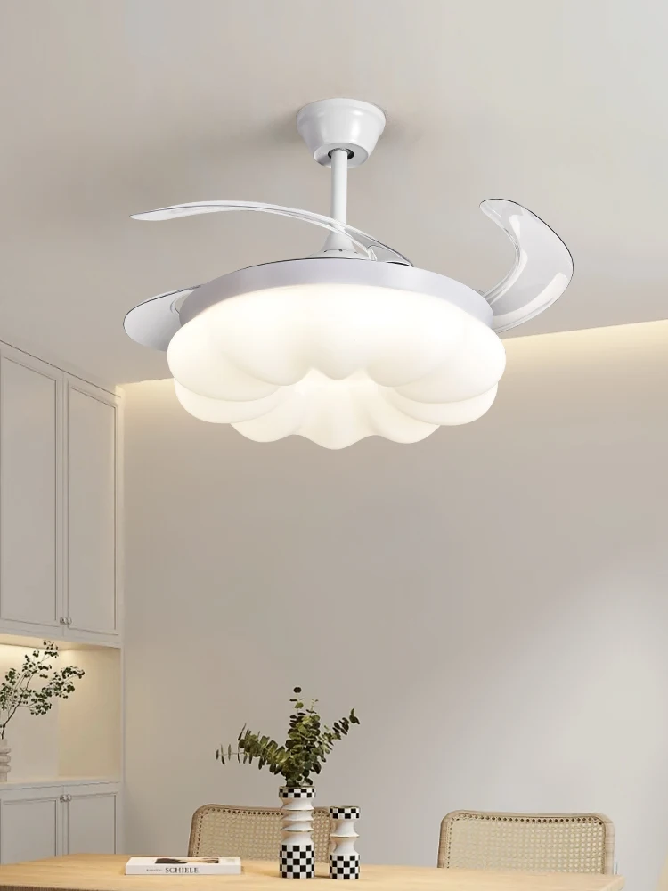 

Cream wind invisible fan chandelier household living room light in the bedroom wind mute integrated inverter restaurant lamps.