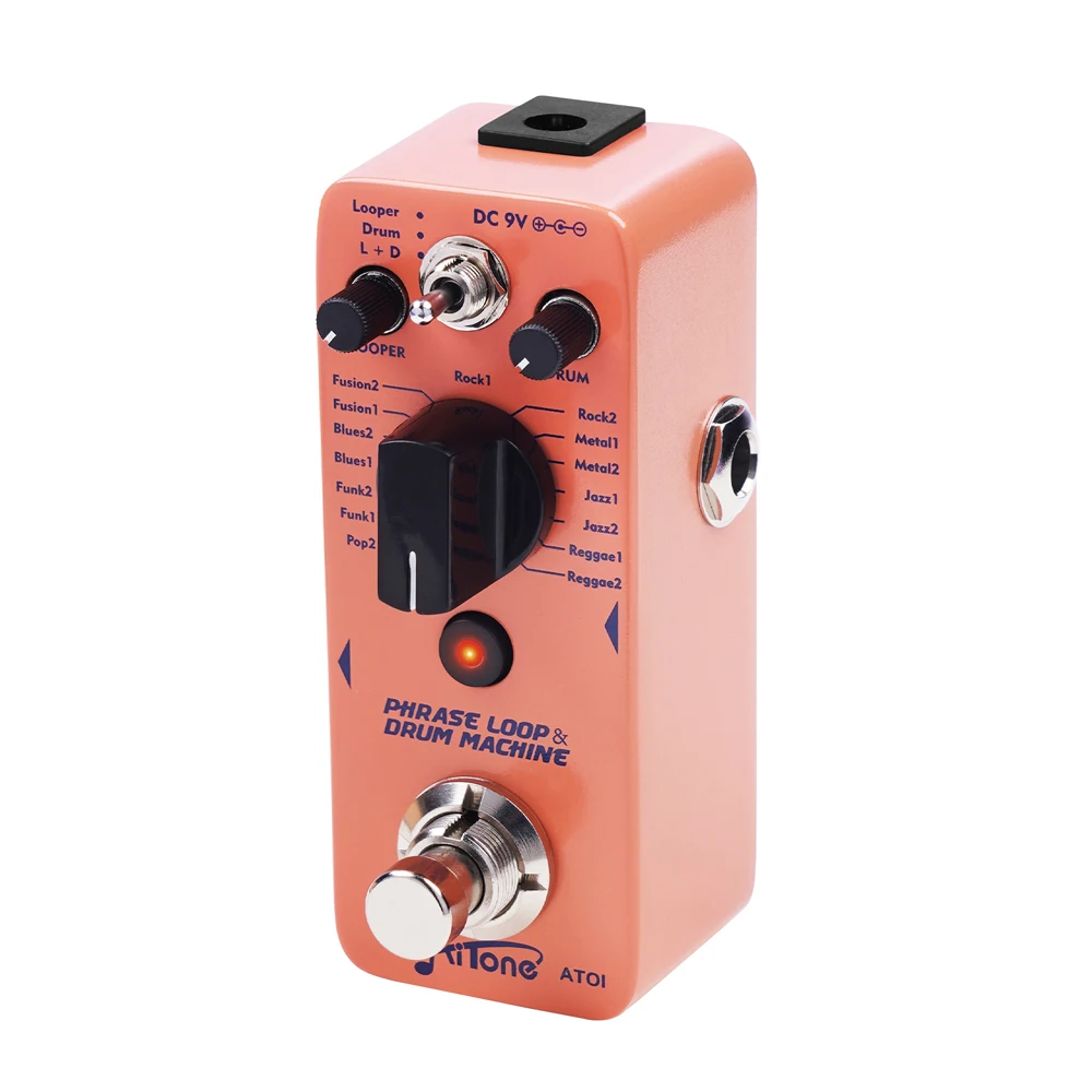 AITONE Series AT-01 Looper Pedal 8 Drum Styles 20 Minutes Looping Time Drum Mach