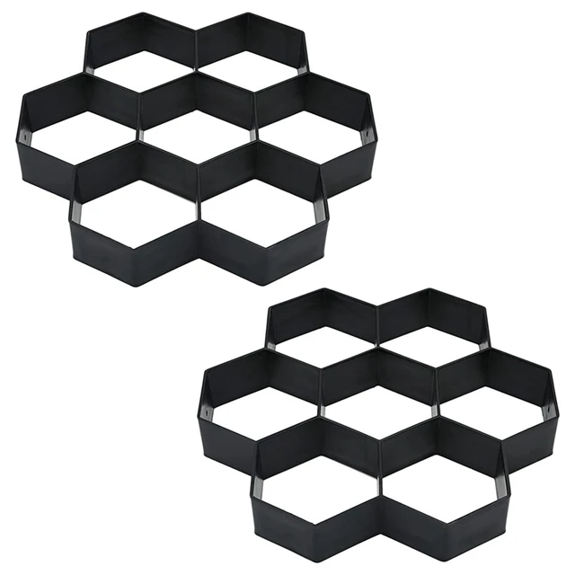 2 Pack Hatszögletes Járda Penész, Terasz Burkolat Penész Újrafelhasználható Sétánykészítő A Barkácskerti Beton Úthoz