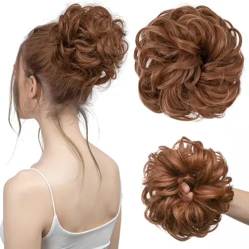 Synthetic Messy Hair Bun Extensions Big Curly Elastic Hair Scrunchies Hairpieces Chignon Donut Updo Hair Pieces for Women - Image 29
