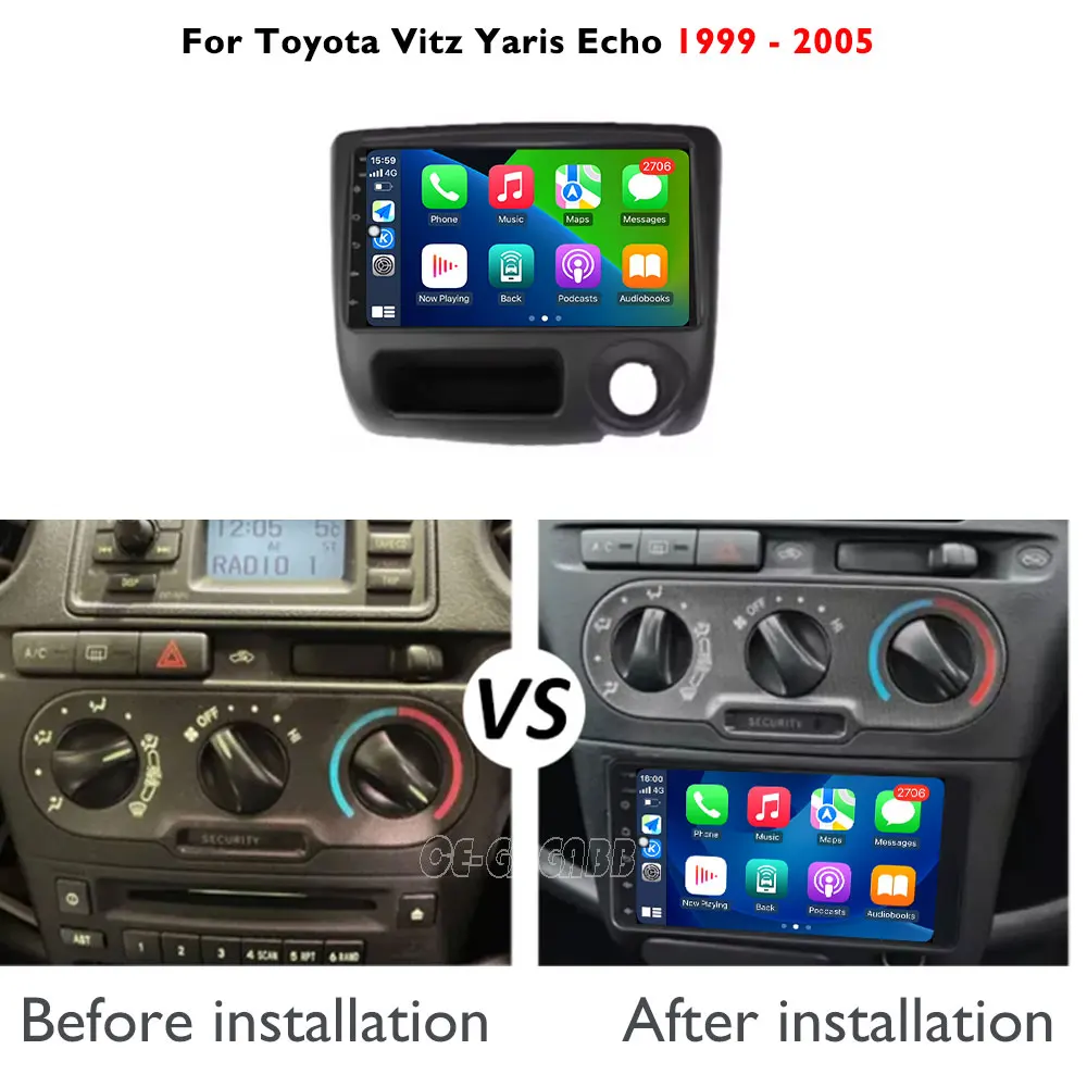 Roinvou 4+64G Android 15 Autoradio Für Toyota Vitz XP10 Yaris